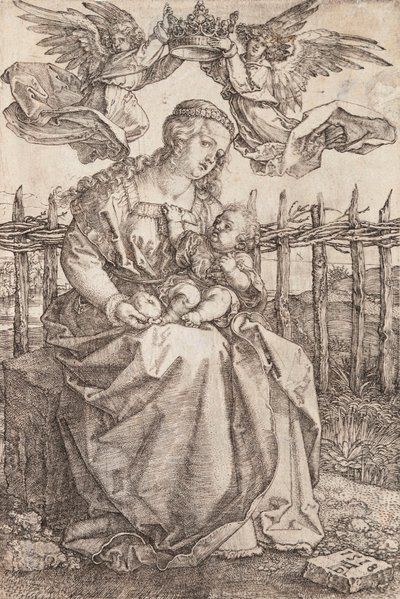 İki melek tarafından taçlandırılmış Meryem Ana - Albrecht Durer
