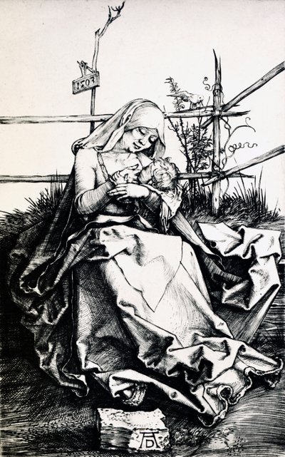 Madonna ve Çocuk bir çitin içinde (bakır üzerine gravür) by Albrecht Dürer