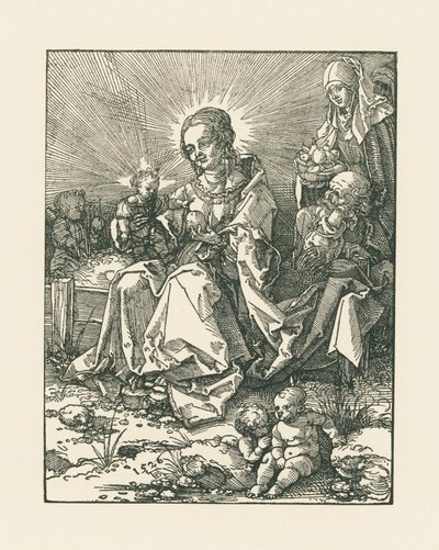 Çimenli bir bankta Aziz Joseph ve Aziz Anne ile birlikte Madonna by Albrecht Dürer or Duerer