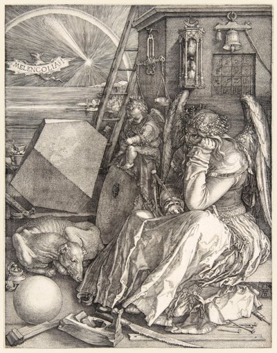 Albrecht Dürer (1471-1528) tarafından 1514'te tamamlanan 3 usta gravür üzerine Melencolia I. by Albrecht Dürer