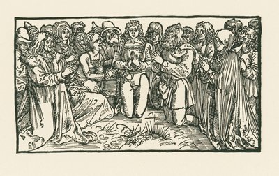 Erkekler ve kadınlar dua ederken by Albrecht Dürer or Duerer