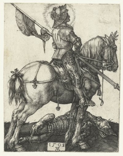 Aziz George ve ölüm ejderhası by Albrecht Dürer or Duerer