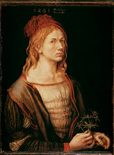 Devedikeni ile Otoportre (Resim, Tuval üzerine parşömen tutkalı by Albrecht Dürer