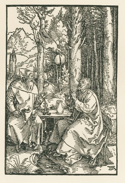 Ermişler Büyük Aziz Anthony ve Aziz Paul, c.1503-04 (gravür) by Albrecht Dürer or Duerer