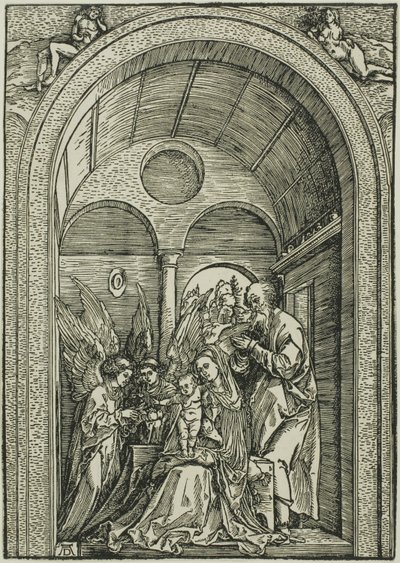 Tonozlu Salonda İki Melekle Kutsal Aile by Albrecht Dürer or Duerer