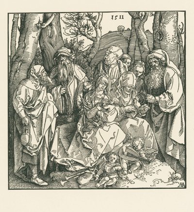 Lute Çalan Meleklerle Kutsal Akrabalık by Albrecht Dürer or Duerer