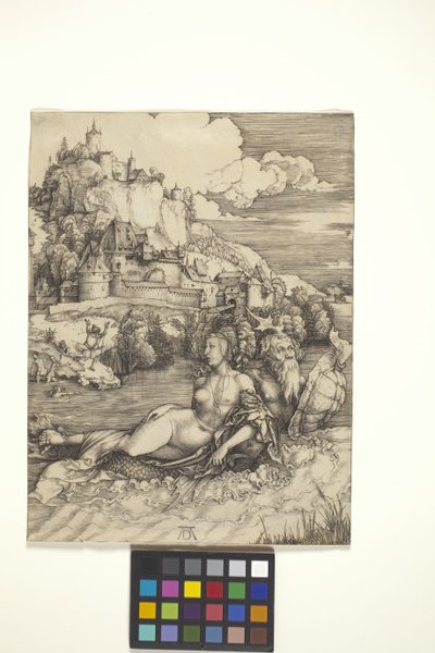 Deniz Canavarı (Meerwunder) (döşenmiş kağıt üzerine oyma) by Albrecht Dürer