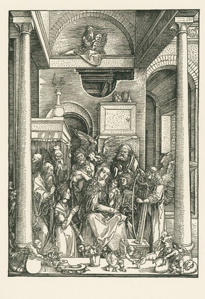 Melekler ve Azizler Tarafından Tapınılan Bakire, 1502 civarı (gravür) by Albrecht Dürer or Duerer