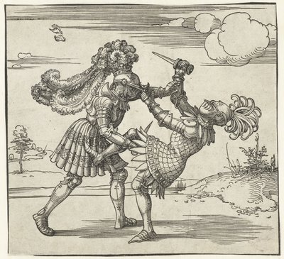 İki şövalye kavga ediyor by Albrecht Dürer or Duerer