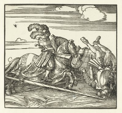 At sırtında kavga eden iki atlı by Albrecht Dürer or Duerer