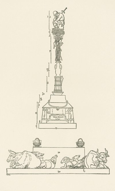 İsyancı köylülerin boyun eğdirilmesi için zafer sütunu by Albrecht Dürer or Duerer