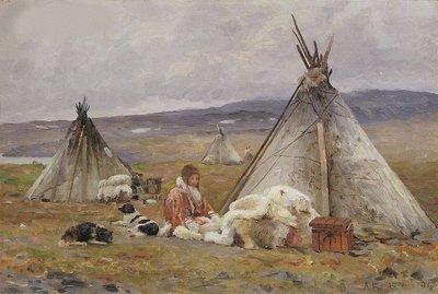 Ve Nenets biraz (ama göçebe çadırı). Yeni Dünya İzlanda by Aleksandr Alekseevich Borisov