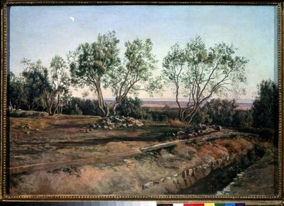 ""Albano Mezarlığı Yakınındaki Zeytin Ağaçları"" Tablosu Alexander Ivanov (1806-1858) 1845 Devlet Tretyakov Galerisi, Moskova by Aleksandr Andreevich Ivanov