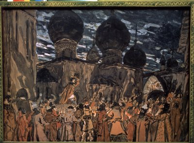 Nicholas Rimsky-Korsakov'un The Pskov Maiden operası için set (1844-1908) (N. Rimsky-Korsakov'un The Pskov Maiden operası için sahne tasarımı) Alexander Yakovlevich Golovin'in (Al) eserleri by Aleksandr Jakovlevic Golovin