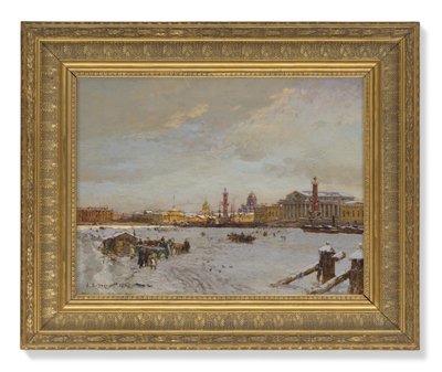 Donmuş Neva, Rostral sütunları, St Isaac Katedrali ve Admiralty, St Petersburg üzerinde görüntüleyin by Aleksandr Karlovich Beggrov