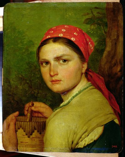 Huş Kabuklu Kavanozlu Kız, 1824 dolayları by Aleksei Gavrilovich Venetsianov