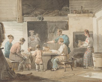 Öğle yemeği, 1821 by Aleksei Gavrilovich Venetsianov