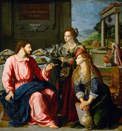 Martha ve Meryem Evinde Mesih by Alessandro Allori