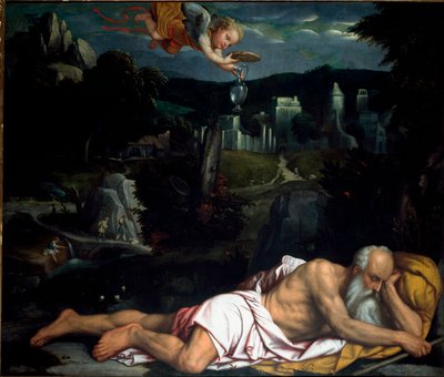 Elie uykuda Boyama Alessandro Bonvicino dit il Moretto (1498-1554) Eski Katedral, Brescia by Alessandro Bonvicino Moretto