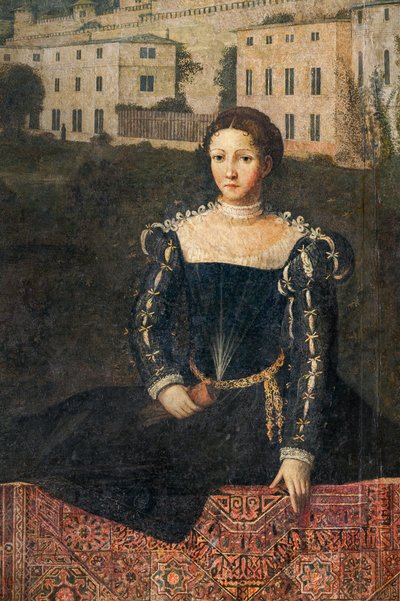 Soylu bir kadının portresi, Soylu Hanımların Küçük Odasının detayı (duvarlara yapıştırılmış tuval üzerine yağlı boya) by Alessandro Bonvicino Moretto