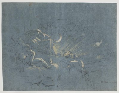 Selene ve Endymion, bir tavan boyaması için tasarım by Alessandro Gherardini