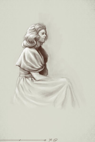 19. yüzyılın başlarında, Birinci İmparatorluğun altında yaşayan genç bir kadın. Alessandro Lonati'nin illüstrasyonu. 2010 by Alessandro Lonati