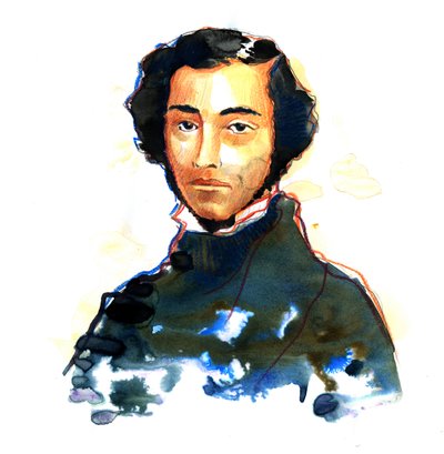 Charles-Alexis-Henri Clerel de Tocqueville (1805-59) - Alexis de Tocqueville'in Portresi (Alexis Charles Henri Cleral de Tocqueville) (1805 - 1859), Fransız tarihçi ve politikacı by Alessandro Lonati