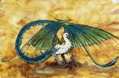 Muhteşem yaratık: drachentdawn'ın temsili, yarım güvercin mi ejderha. Alessandro Lonati'nin çizimi by Alessandro Lonati