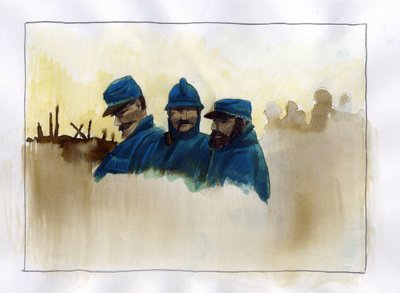 Birinci Dünya Savaşı: Birinci Dünya Savaşı sırasında Fransız askerleri Alessandro Lonati'nin renkli çizimi by Alessandro Lonati