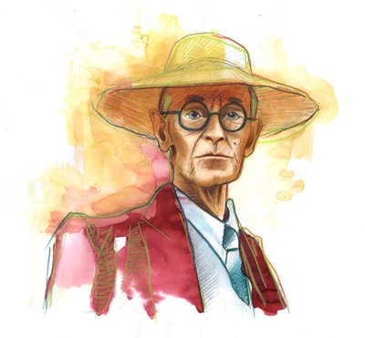 Hermann Hesse (1877-1962), Alman romancı, şair ve deneme yazarı, ardından İsviçre - İllüstrasyon, Alessandro Lonati by Alessandro Lonati