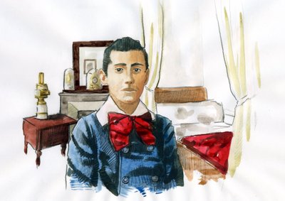 Marcel Proust genç teyzesi Elisabeth'in odasında (kağıt üzerine mürekkep) by Alessandro Lonati