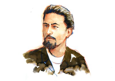 Anton Chekov'un Portresi (Çehov veya Çehov by Alessandro Lonati