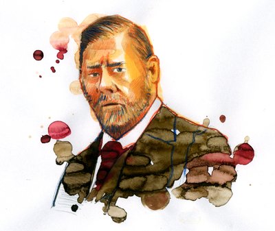 Bram STOKER'ın Portresi (1847-1912), İrlandalı yazar “Drakula”nın yazarı (İrlandalı yazar Bram Stoker'ın Portresi) by Alessandro Lonati
