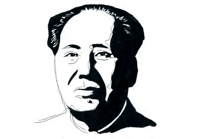 Çinli Komünist devrimci ve Çin Halk Cumhuriyeti'nin kurucu babası Mao Zedong'un portresi by Alessandro Lonati