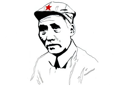 Çinli Komünist devrimci ve Çin Halk Cumhuriyeti'nin kurucu babası Mao Zedong'un portresi by Alessandro Lonati