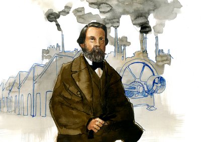 Friedrich Engels'in (1820-1895) portresi, Alman sosyalist teorisyen ve politikacı by Alessandro Lonati