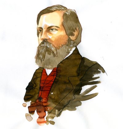 Friedrich Engels'in (1820-1895) portresi, Alman sosyalist teorisyen ve politikacı by Alessandro Lonati