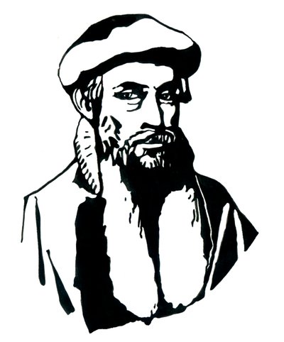 Johannes Gensfleisch dit Gutenberg'in Portresi (1400-1468), Alman Yazıcı (Johannes Gutenberg'in Portresi) İllüstrasyon, Alessandro Lonati by Alessandro Lonati