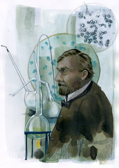 Louis Pasteur'ün Portresi (1822-1895) bilim adamı francais (Aşılama, mikrobiyal fermantasyon ve pastörizasyon ilkelerini keşfetmesiyle tanınan Fransız kimyager ve mikrobiyolog Louis Pasteur'ün Portresi) Çizim, Alessandro Lonat by Alessandro Lonati