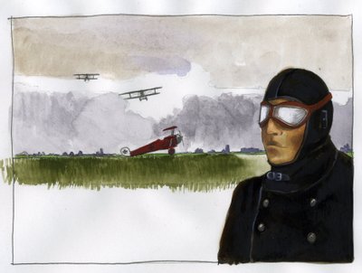 Manfred von Richthofen'in portresi, kırmızı baron lakaplı (1892-1918) Alman havacı (Manfred von Richthofen'in portresi, kızıl baron, Alman savaş pilotu) İllüstrasyon, Alessandro Lonati by Alessandro Lonati