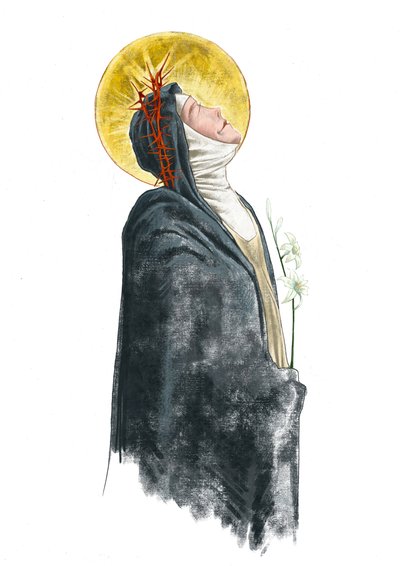 Sienalı Aziz Catherine'in Portresi (çizim) by Alessandro Lonati
