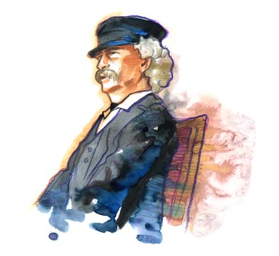Amerikalı Yazar Mark Twain'in Portresi (1835-1910) by Alessandro Lonati