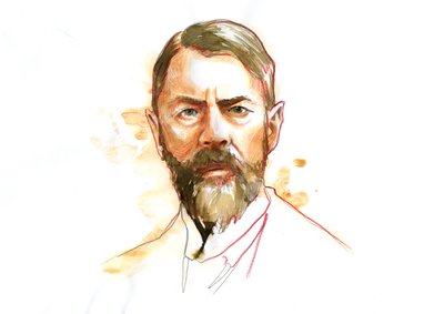 Alman sosyolog Max Weber'in portresi (1864 - 1920) (Max Weber Alman sosyolog, filozof, hukukçu ve politik ekonomist) by Alessandro Lonati