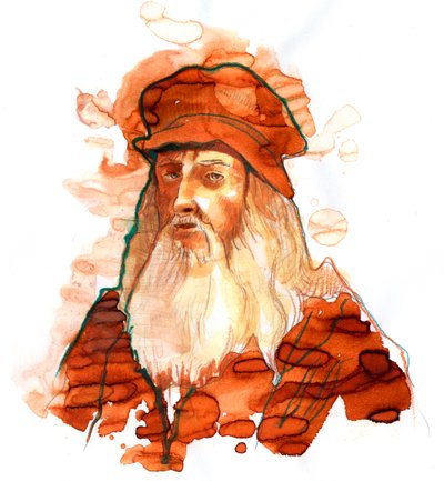 İtalyan Sanatçı ve Bilim Adamı Leonard de Vinci'nin Portresi (Leonardo da Vinci) (1452-1519) (İtalyan bilge Leonardo da Vinci'nin Portresi) by Alessandro Lonati