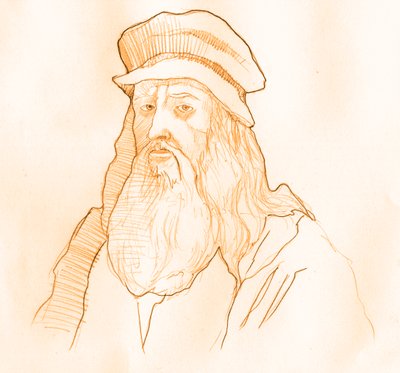 İtalyan Sanatçı ve Bilim Adamı Leonard de Vinci'nin Portresi (Leonardo da Vinci) (1452-1519) (İtalyan bilge Leonardo da Vinci'nin Portresi) by Alessandro Lonati