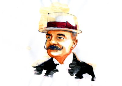 İtalyan yazar Emilio Salgari'nin (1863-1911) portresi by Alessandro Lonati