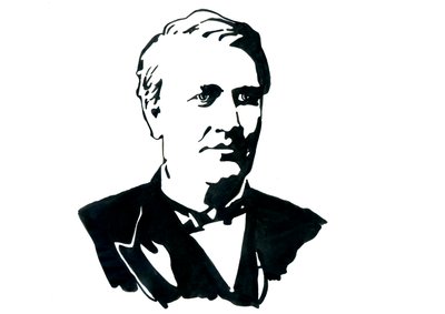 Fizikçi Thomas Edison'un (1847-1931) Portresi Çizimi by Alessandro Lonati