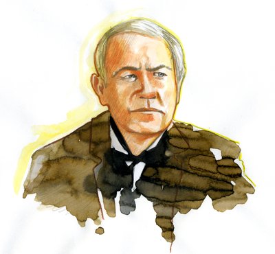 Fizikçi Thomas Edison'un (1847-1931) Portresi Çizimi by Alessandro Lonati