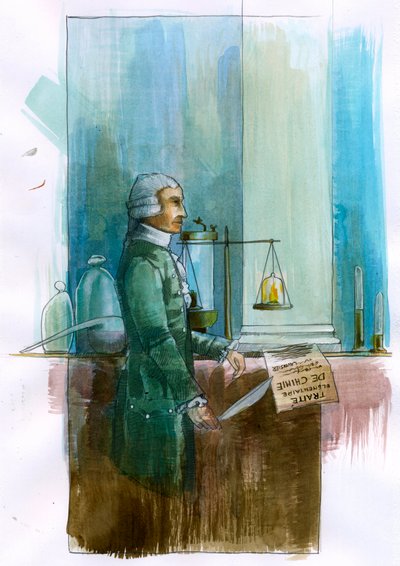 Fransız kimyager, filozof ve ekonomist Antoine Lavoisier'in (1743-1794) temsili (Fransız asilzade ve kimyager Antoine Lavoisier'in portresi) Alessandro Lonati'nin çizimi by Alessandro Lonati