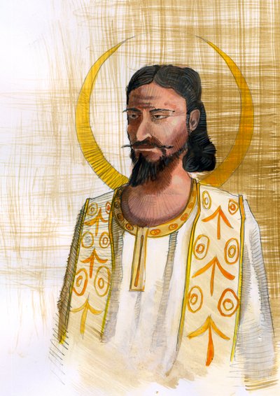 Maniheizm'in Kurucusu Mani Peygamber'in (Manes) Temsili (216-276) (Mani peygamberinin portresi ve Maniheizm'in kurucusu) İllüstrasyon, Alessandro Lonati by Alessandro Lonati